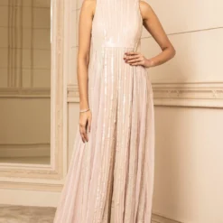 Tarun Tahiliani Blush Sequin Embellished Jumpsuit