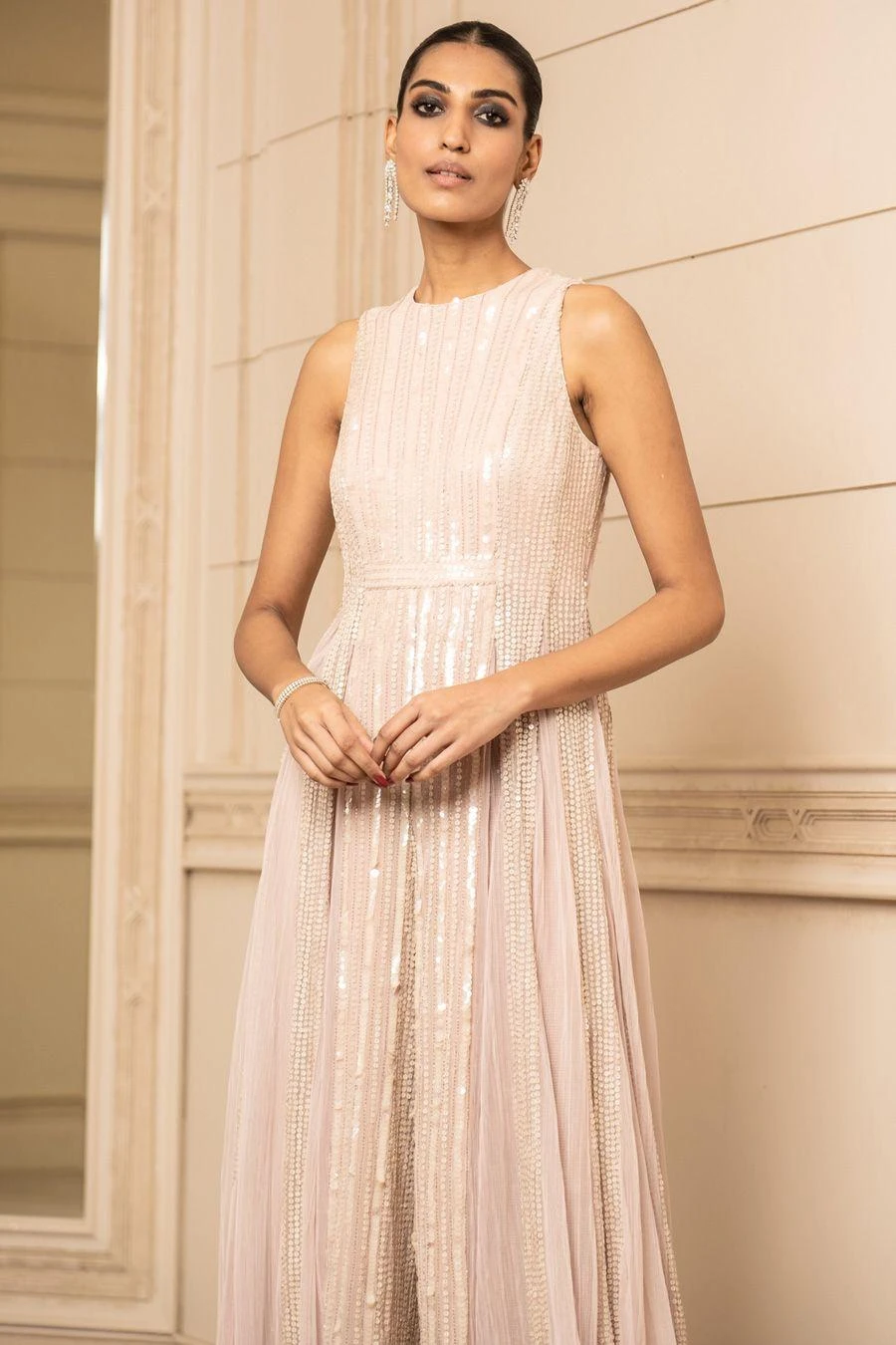 Tarun Tahiliani Blush Sequin Embellished Jumpsuit 4 Tarun Tahiliani Blush Sequin Embellished Jumpsuit - Image 2