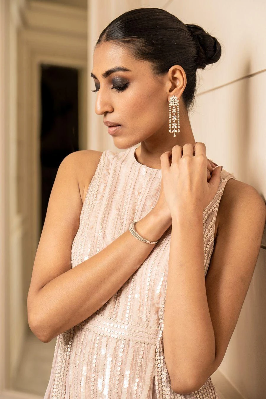 Tarun Tahiliani Blush Sequin Embellished Jumpsuit 7 Tarun Tahiliani Blush Sequin Embellished Jumpsuit - Image 5