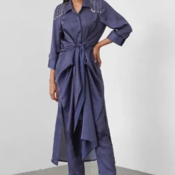 431-88 By Shweta Kapur Navy Twisted Kurta Set