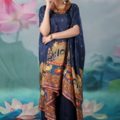 Rajdeep Ranawat Blue Lavanya Draped Tunic Set -Deals Drapizia Store 1503rr13 4 1