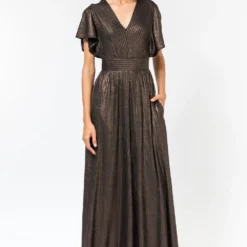 431-88 By Shweta Kapur Shimmer Jersey Jumpsuit With Flounce Sleeves