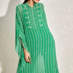 Namrata Joshipura Kelly Green Striped Kaftan Set -Deals Drapizia Store 1532023nj18 4