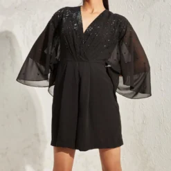 Namrata Joshipura Black Metallic Quad Batwing Playsuit -Deals Drapizia Store 1532023nj53 4