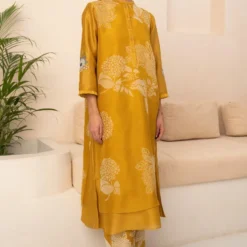 Arcvsh By Pallavi Singh Ochre Floral Double Layered Tunic Set -Deals Drapizia Store 15423arc12 4