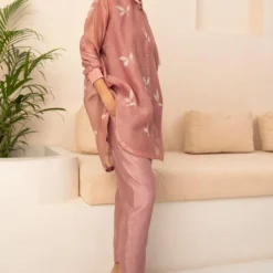 Arcvsh By Pallavi Singh Lavender Botanical Printed Kaftan Set