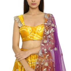 Payal Singhal Mustard Leheriya Embroidered Lehenga Set -Deals Drapizia Store 154ps13 4 1