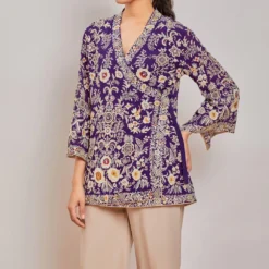 PATINE Purple Parsi Gara Embroidered Wrap Top -Deals Drapizia Store 15916 2
