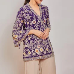 PATINE Purple Parsi Gara Embroidered Wrap Top -Deals Drapizia Store 15916 3