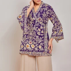 PATINE Purple Parsi Gara Embroidered Wrap Top -Deals Drapizia Store 15916 4