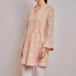 PATINE Peach Chikankari Embroidered Tunic -Deals Drapizia Store 15975 3