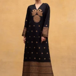 Payal Khandwala Black Handwoven Silk Engineered Brocade Maxi