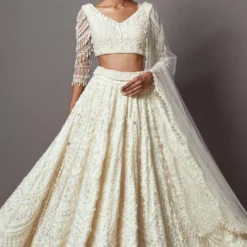 Mala And Kinnary Ethereal Ivory Pearl Adorned Lehenga Set