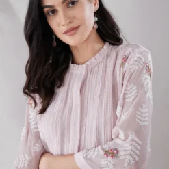 PATINE Fern Blush Embroidered Pintuck Top -Deals Drapizia Store 16588 4