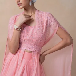 Ahilian Pink Floral Embellished Cape Set -Deals Drapizia Store 16623ah2 4