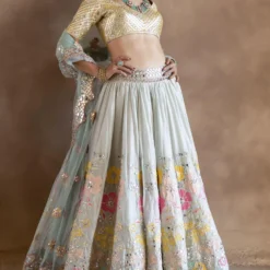 Abhinav Mishra Powder Blue Patchwork Lehenga Set -Deals Drapizia Store 16623am2 3