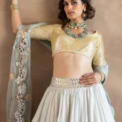 Abhinav Mishra Powder Blue Patchwork Lehenga Set -Deals Drapizia Store 16623am2 4