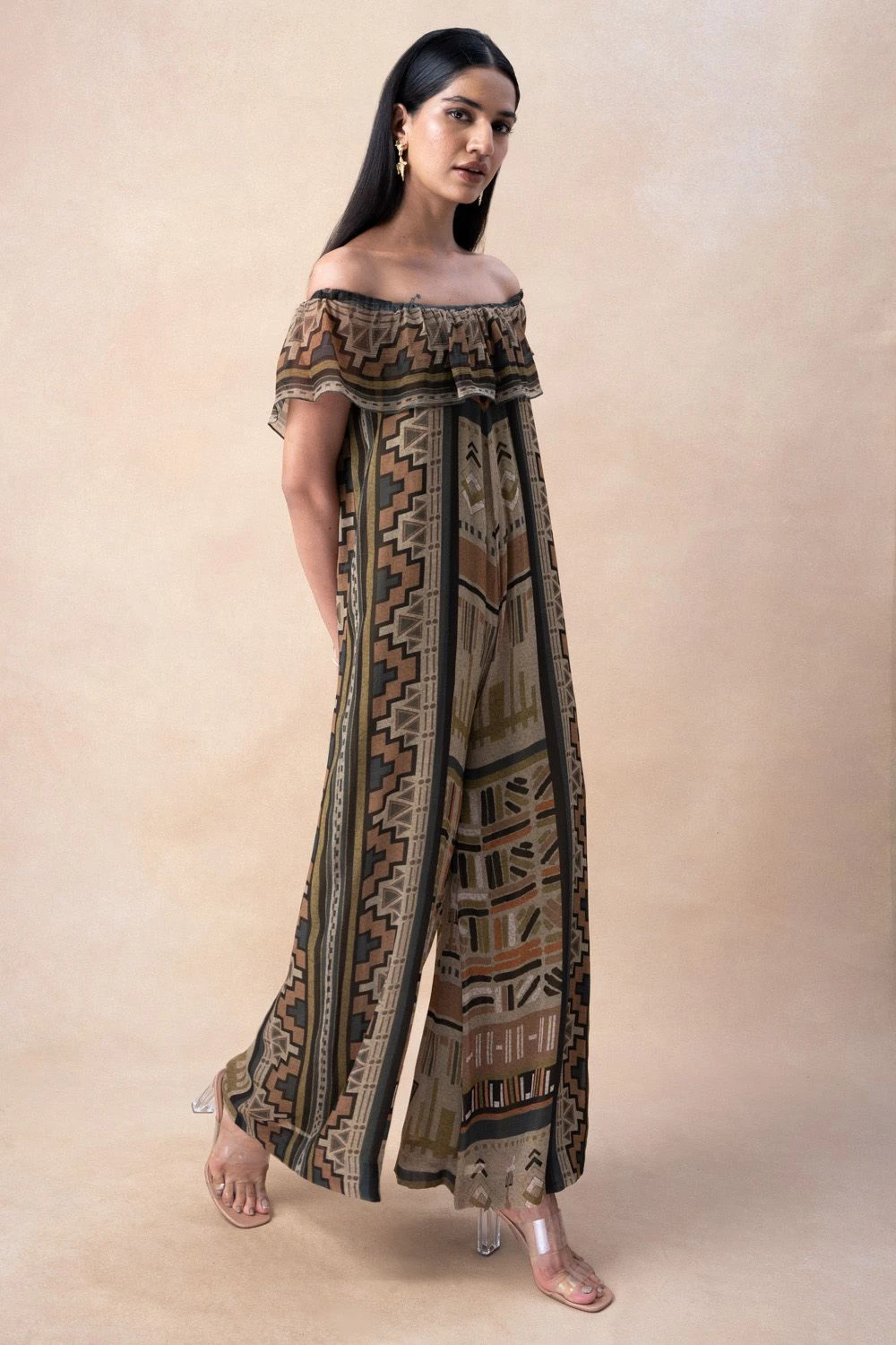 Nikita Mhaisalkar Green Aztec Print Jumpsuit 5 Nikita Mhaisalkar Green Aztec Print Jumpsuit - Image 3