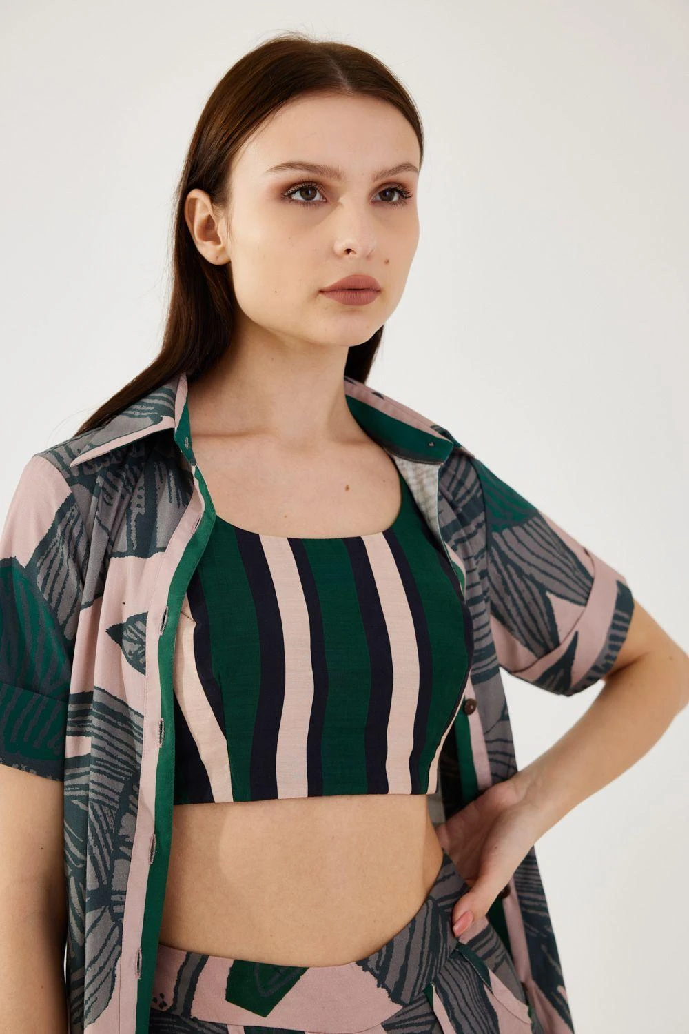 KoAi Green And Black Stripe Bustier 6 KoAi Green And Black Stripe Bustier - Image 4