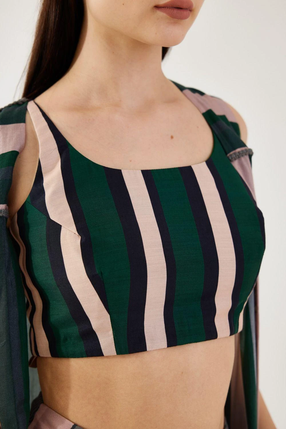 KoAi Green And Black Stripe Bustier 7 KoAi Green And Black Stripe Bustier - Image 5