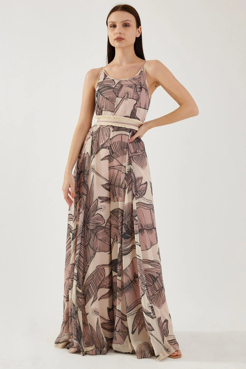 KoAi Cream And Pink Floral Sleeveless Jumpsuit 3 KoAi Cream And Pink Floral Sleeveless Jumpsuit