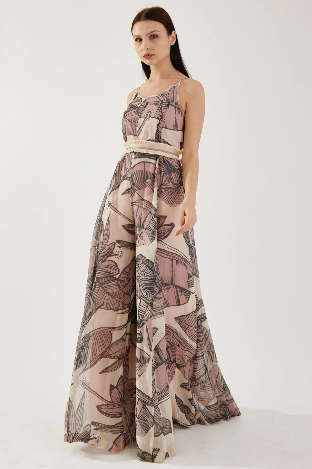 KoAi Cream And Pink Floral Sleeveless Jumpsuit 4 KoAi Cream And Pink Floral Sleeveless Jumpsuit - Image 2