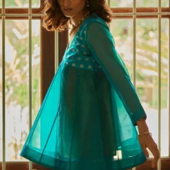 OhFab Aqua V-neck Pachranga Silk Kurta -Deals Drapizia Store 1802ohm03 3