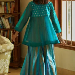 OhFab Aqua V-neck Pachranga Silk Kurta -Deals Drapizia Store 1802ohm03 5