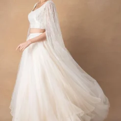 Ahilian Ivory Floral Organza Lehenga Set 8 Ahilian Ivory Floral Organza Lehenga Set -Deals Drapizia Store 18124an1 2