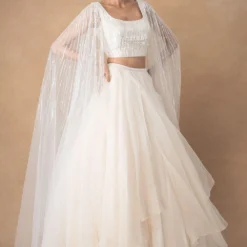 Ahilian Ivory Floral Organza Lehenga Set 9 Ahilian Ivory Floral Organza Lehenga Set -Deals Drapizia Store 18124an1 3