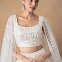 Ahilian Ivory Floral Organza Lehenga Set 10 Ahilian Ivory Floral Organza Lehenga Set -Deals Drapizia Store 18124an1 4