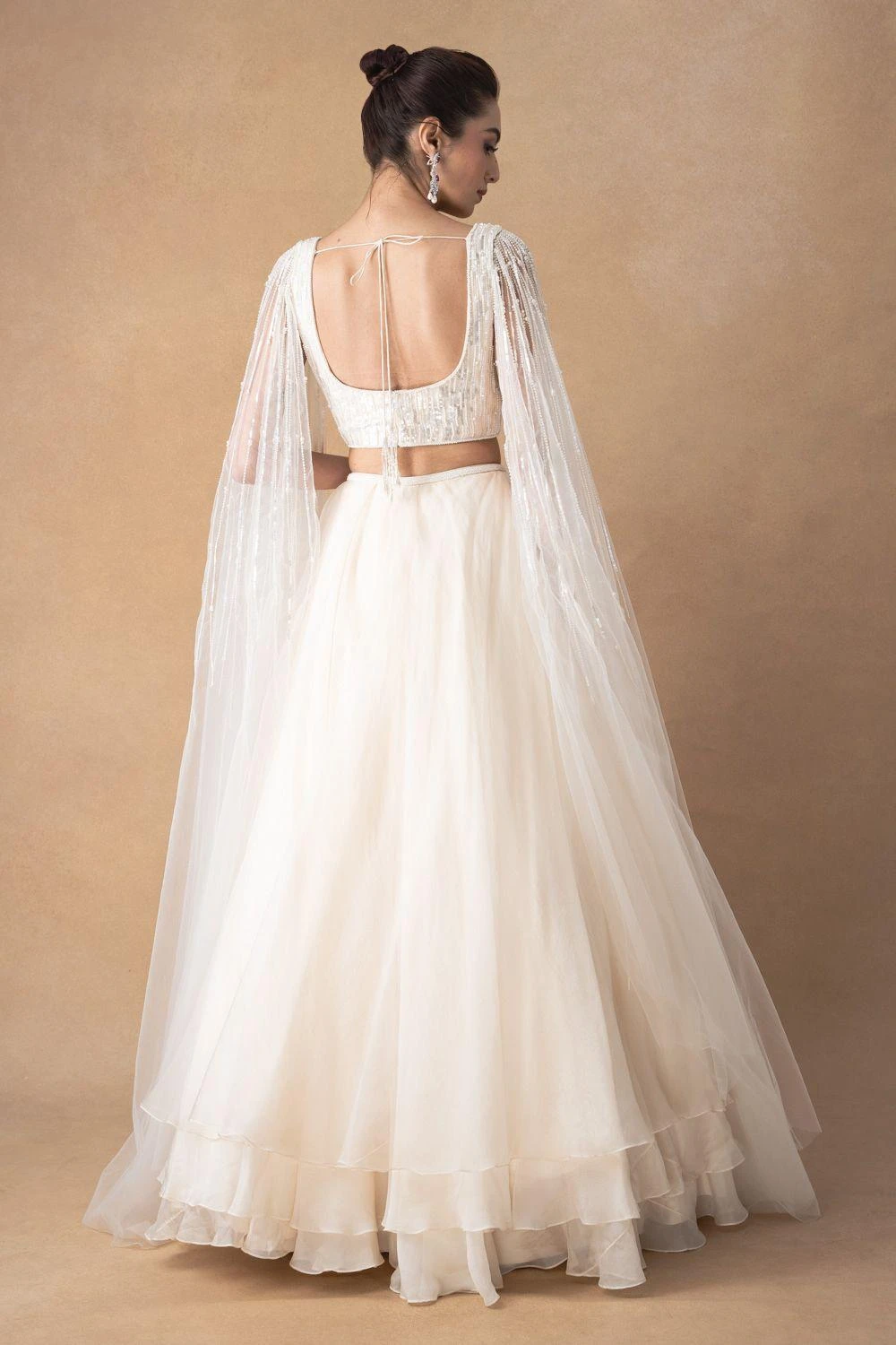 Ahilian Ivory Floral Organza Lehenga Set 7 Ahilian Ivory Floral Organza Lehenga Set - Image 5