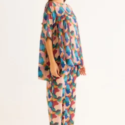 NORN Peach Abstract Printed Line Blouse -Deals Drapizia Store 1823nn16 2