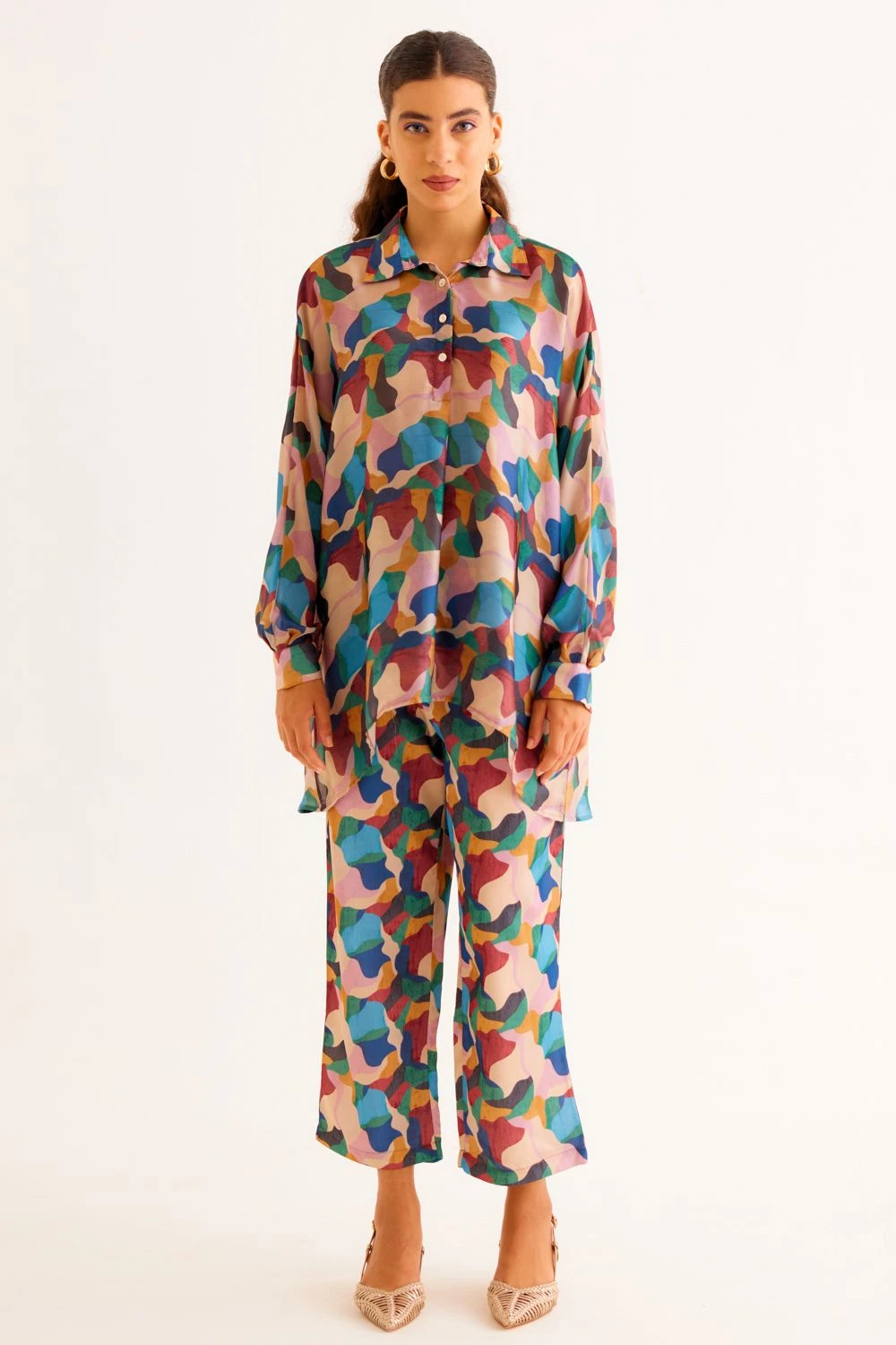 NORN Peach Abstract Printed Pac Shirt 3 NORN Peach Abstract Printed Pac Shirt