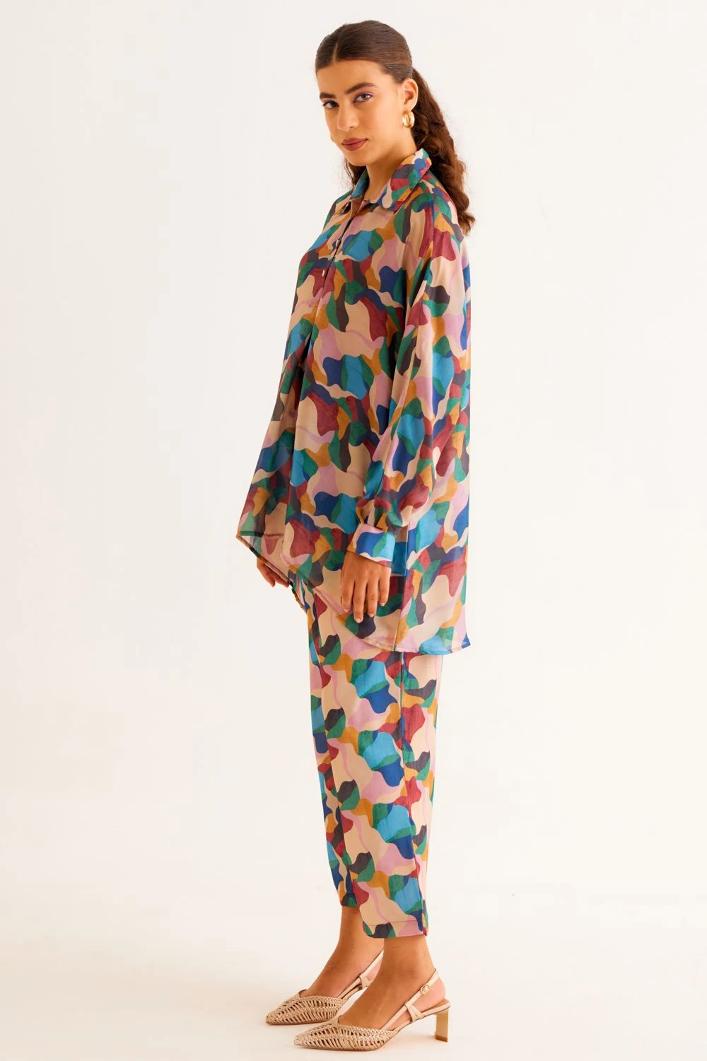 NORN Peach Abstract Printed Pac Shirt 4 NORN Peach Abstract Printed Pac Shirt - Image 2