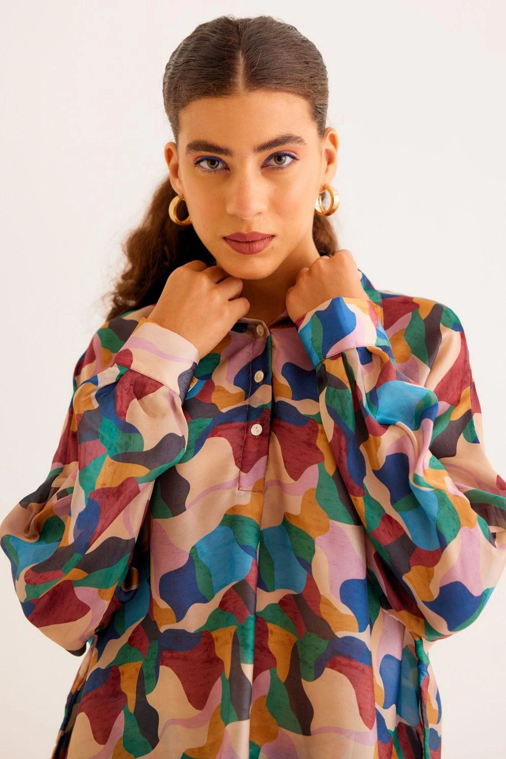 NORN Peach Abstract Printed Pac Shirt 5 NORN Peach Abstract Printed Pac Shirt - Image 3