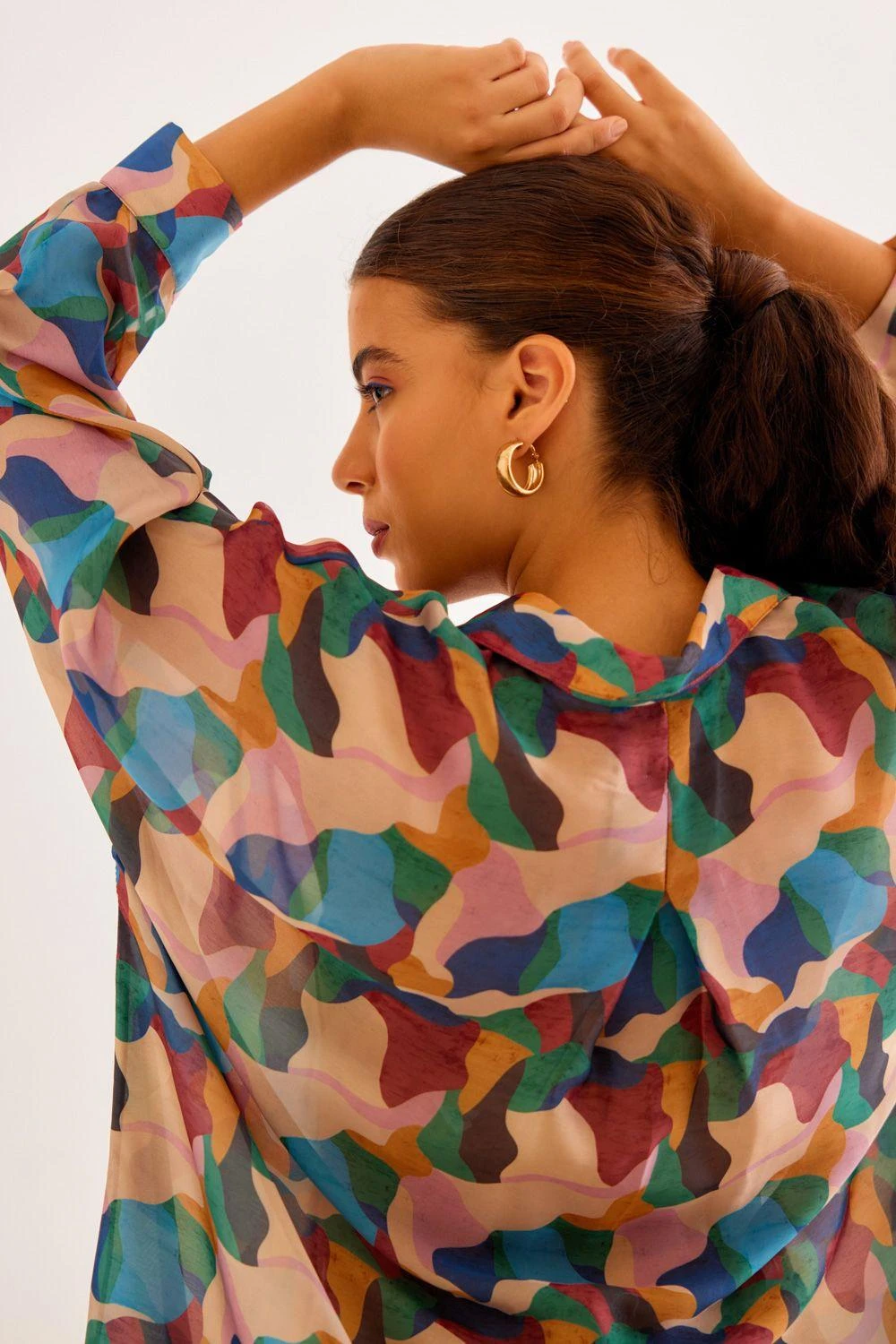 NORN Peach Abstract Printed Pac Shirt 6 NORN Peach Abstract Printed Pac Shirt - Image 4