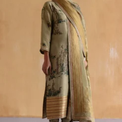 Archana Jaju Sage Hand Painted Kalamkari Kurta Set