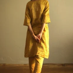 Shorshe Handloom Chanderi Ochre Kurta Set