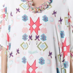 Payal Singhal White Ikat Printed Kaftan Set 8 Payal Singhal White Ikat Printed Kaftan Set -Deals Drapizia Store 1911pys24 3