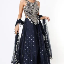 Payal Singhal Navy Embroidered Lehenga Set