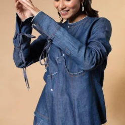 GRAINE Denim Asymmetric Shirt -Deals Drapizia Store 19423gra5 4