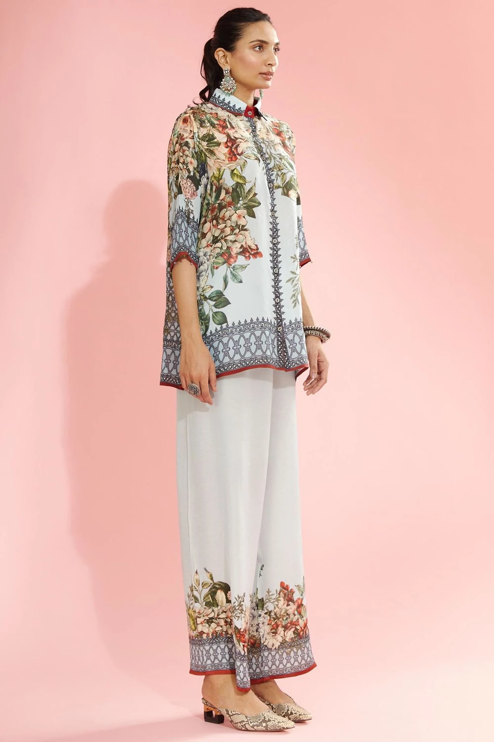 Rajdeep Ranawat Powder Blue Floral Printed Shirt 5 Rajdeep Ranawat Powder Blue Floral Printed Shirt - Image 3