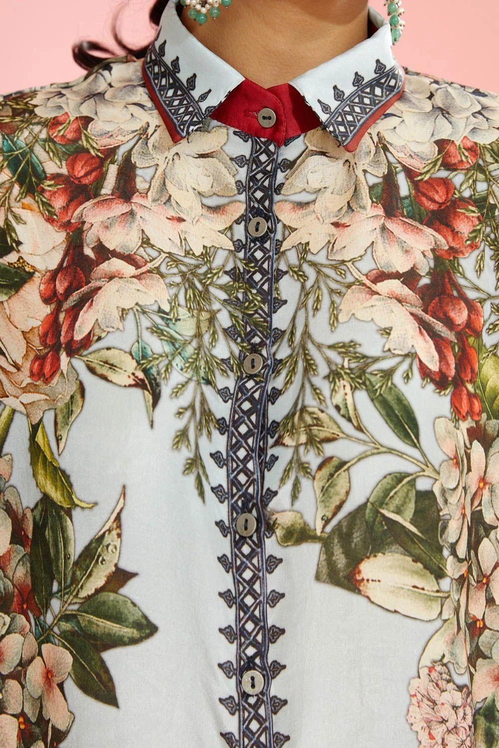 Rajdeep Ranawat Powder Blue Floral Printed Shirt 6 Rajdeep Ranawat Powder Blue Floral Printed Shirt - Image 4