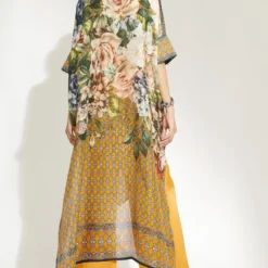 Rajdeep Ranawat Mustard Yellow Floral Kaftan -Deals Drapizia Store 197rr9 5