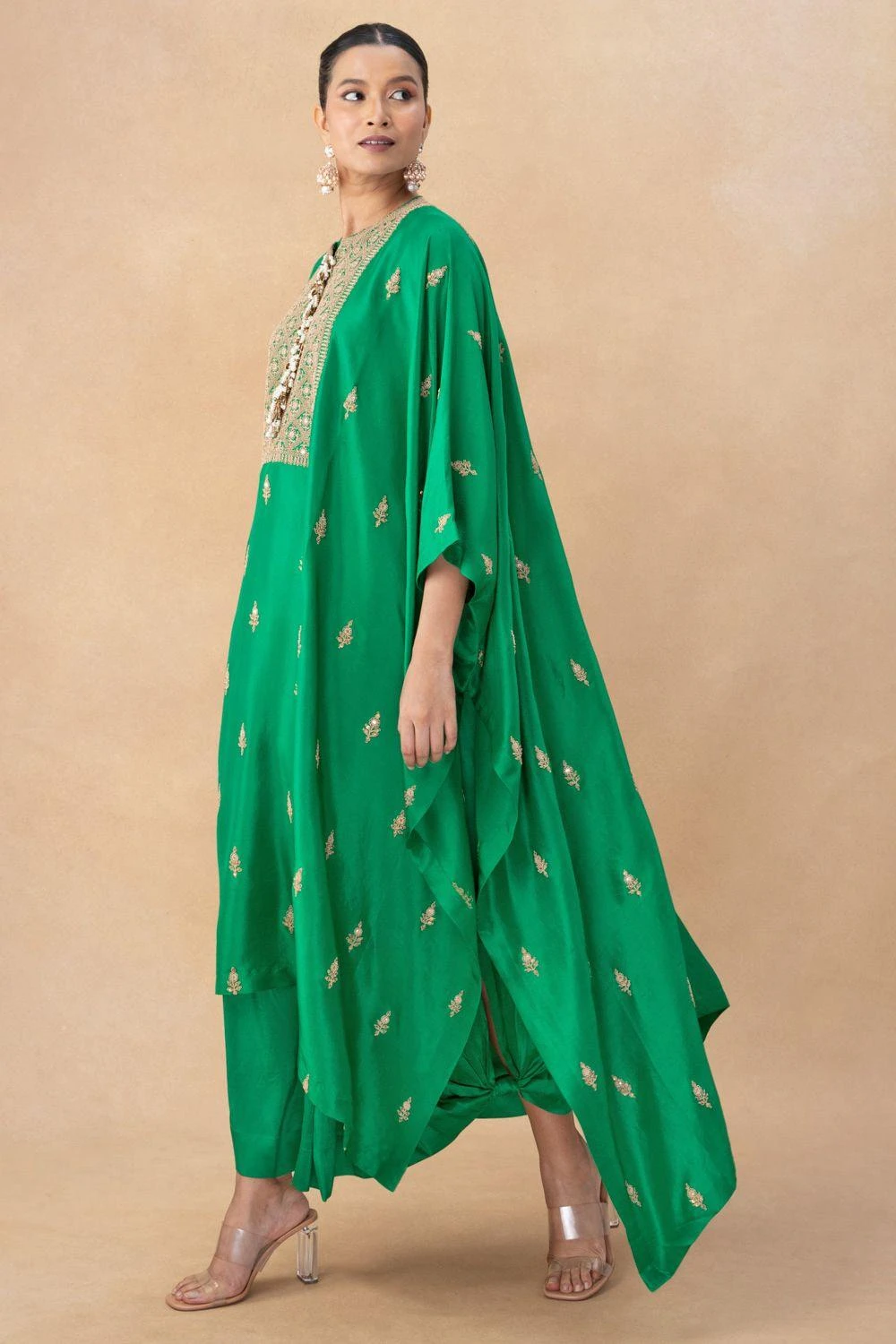 Anamika Khanna Green Embellished Kaftan Set 4 Anamika Khanna Green Embellished Kaftan Set - Image 2