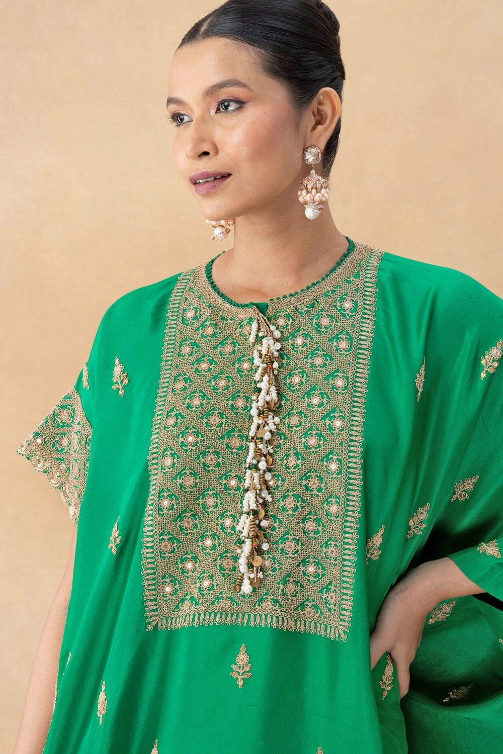 Anamika Khanna Green Embellished Kaftan Set 6 Anamika Khanna Green Embellished Kaftan Set - Image 4