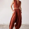 Khara Kapas Brick Red Linen Jumpsuit -Deals Drapizia Store 19923kk8 1