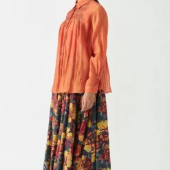 Payal Pratap Saffron Printed Shirt With Smocking Details -Deals Drapizia Store 1vr 17b 2