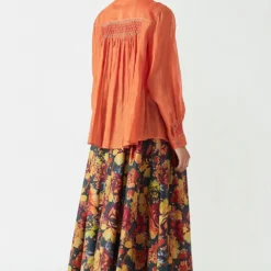 Payal Pratap Saffron Printed Shirt With Smocking Details -Deals Drapizia Store 1vr 17b 3